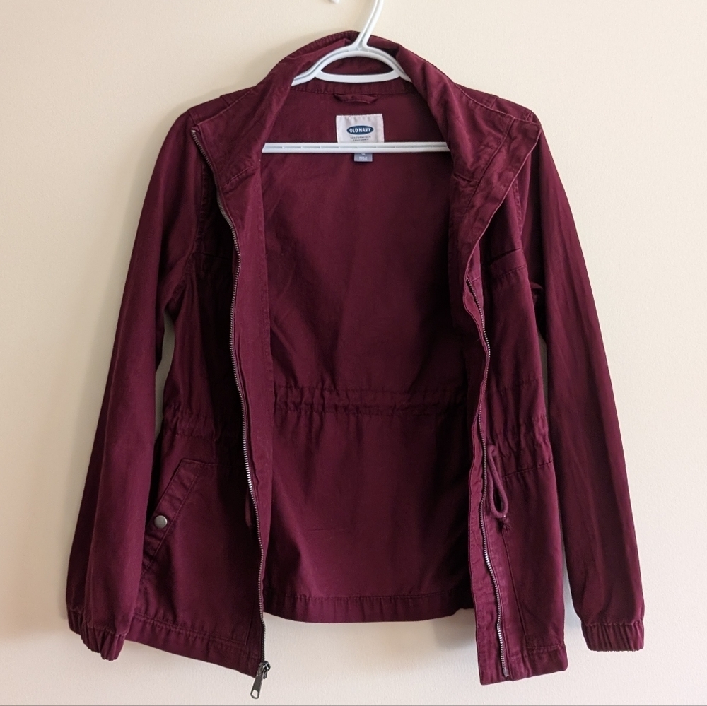 NWT🏷️ Old Navy Utility Bomber Jacket, Wine Burgundy, XS - Picture 14 of 16